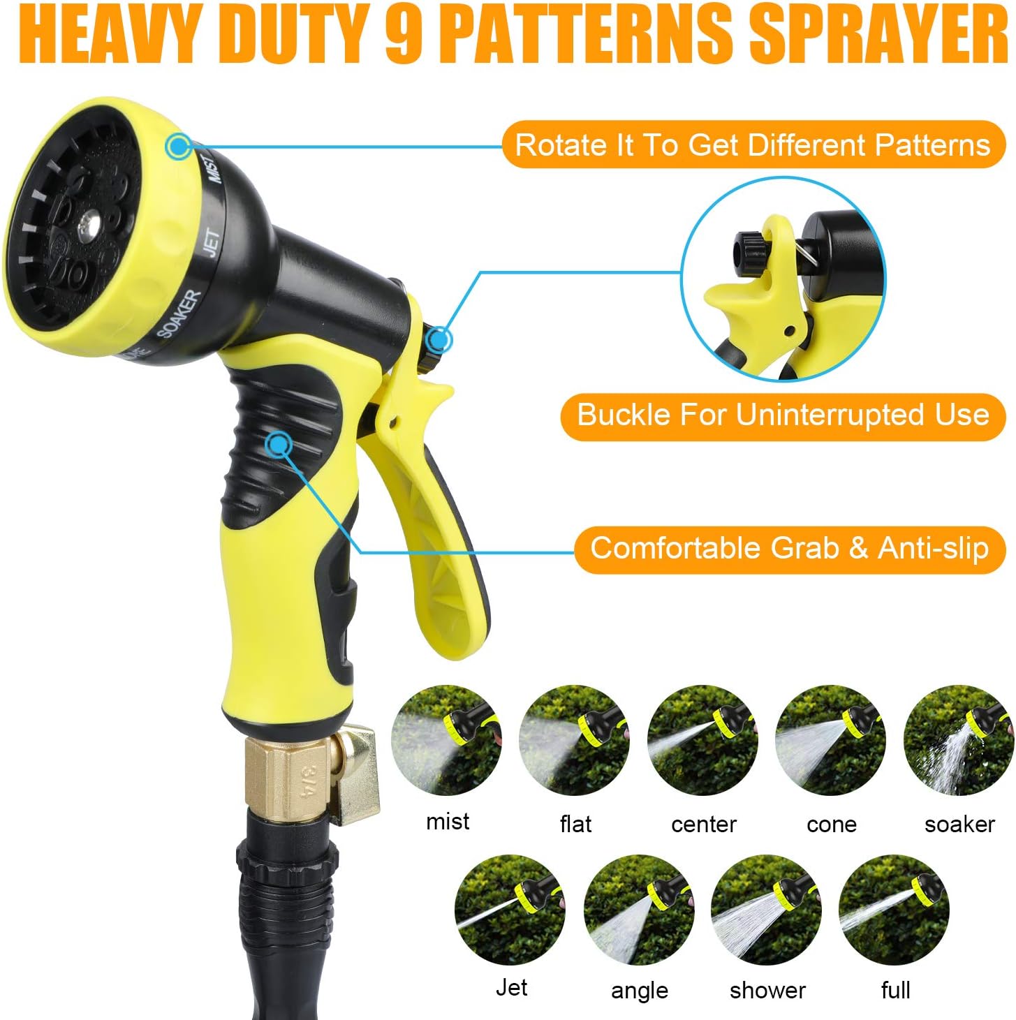 100ft Expandable Garden Hose, Leakproof Lightweight Water Hose 9 Function Sprayer, Super Durable 3750D Fabric Expanding Watering Hoses,Gardening Flexible Hose Pipe (Black)