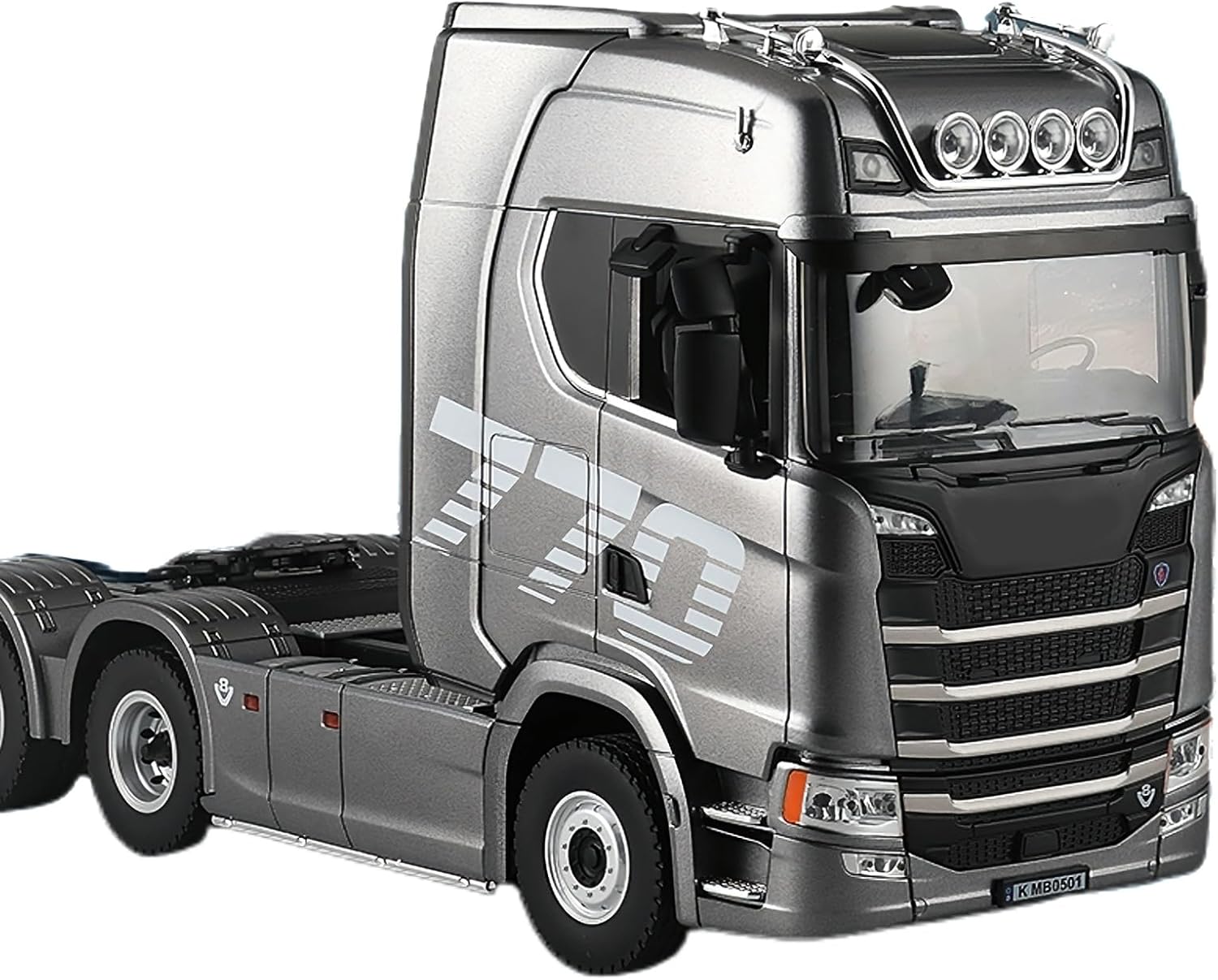 19Channels 770S Hobby RC Tractor Truck Toys 1/18 Scale Light Sound Effects Remote Control Lorry Car Vehicle Trailer for 14y+ Beginners Adults (6-Wheels Grey)