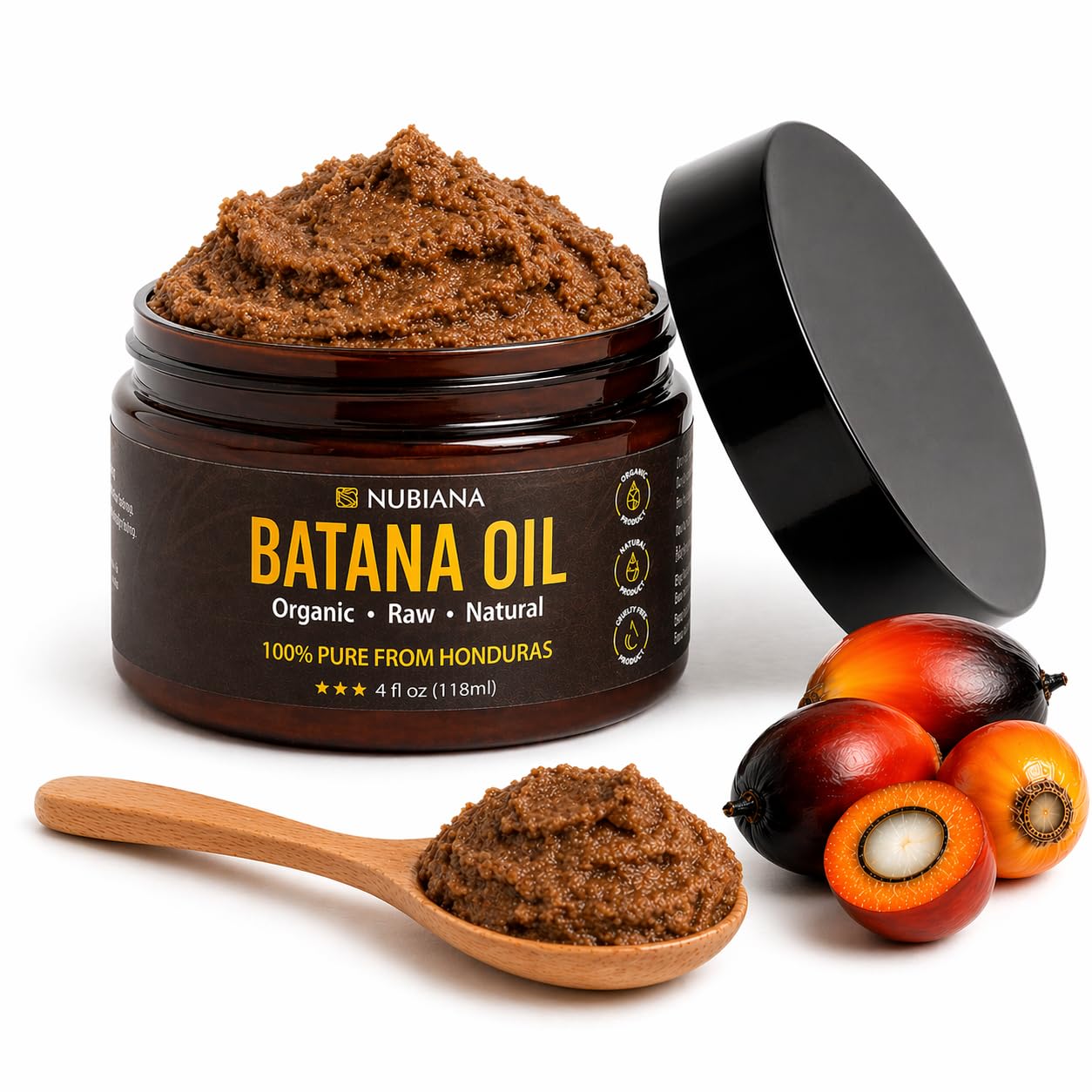 Nubiana Raw Organic Batana Oil Paste 4oz Unrefined Hair Growth Honduras