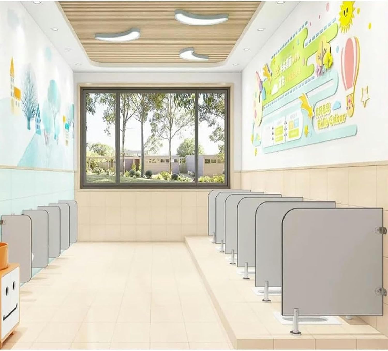 AMNOOL Urinal Partition Urinal Privacy Screen Panel Children Toilet Partition for Kindergarten Schools Easy to Clean, 1 Panel (Color : White, Size : 60x60cm)