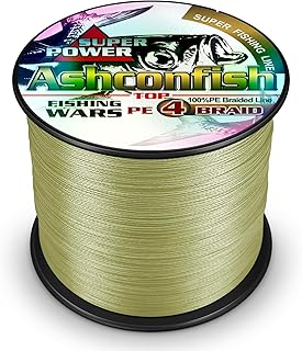 Ashconfish Braided Fishing Line- 4 Strands Super Strong PE Fishing Wire- 6lb to 100lb Test-100M/300M/500M/1000M(109Yards/328Yards/547Yards/1093Yards)-Abrasion Resistant - Zero Stretch-Multiple Colors