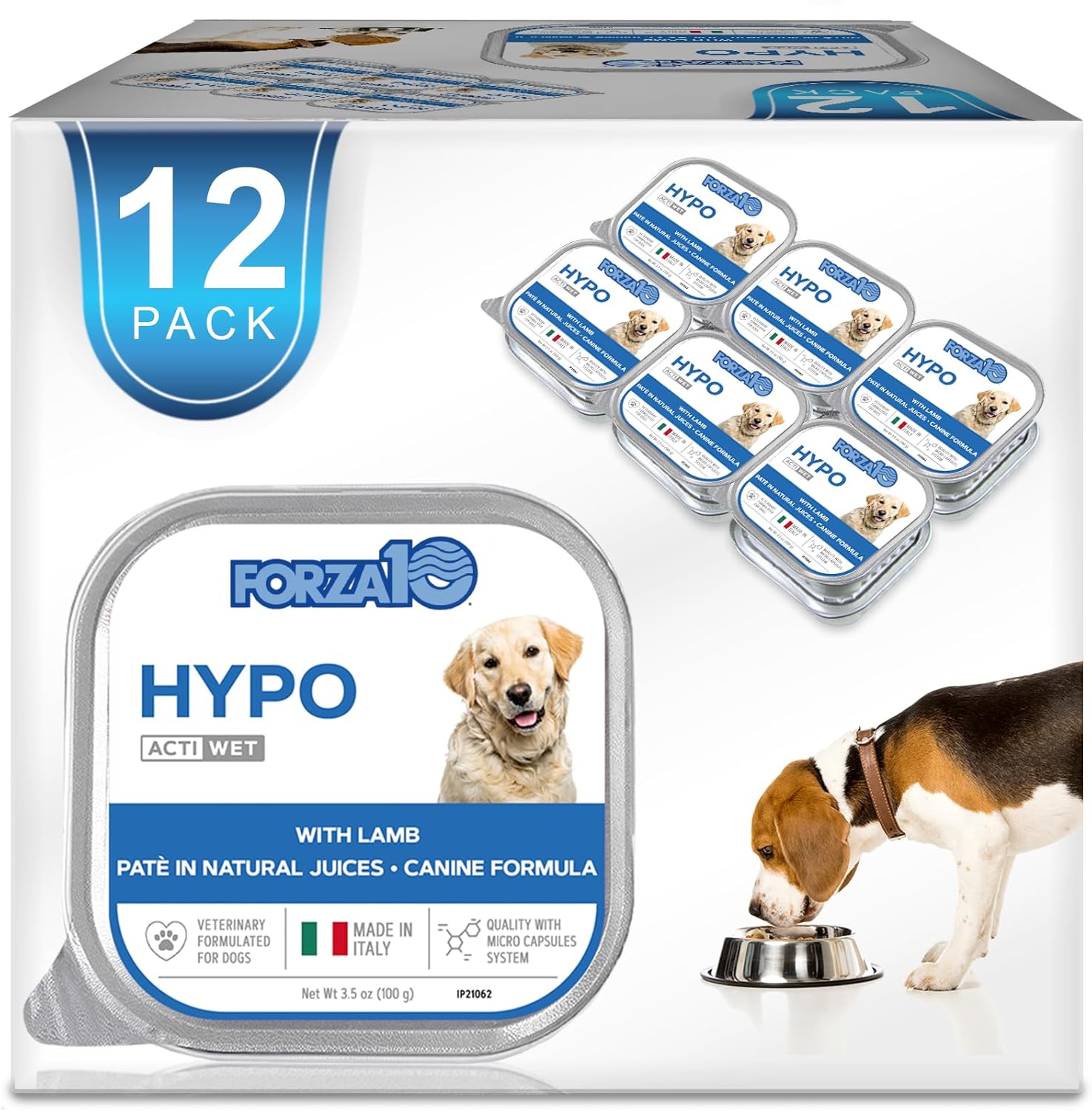 Forza10 - Dog Food, Vet Formulated Wet Dog Food for Allergies, Skin & Coat Support, Non-GMO, Lamb Flavor, Made in Italy (3.5 oz, 12 Pack)