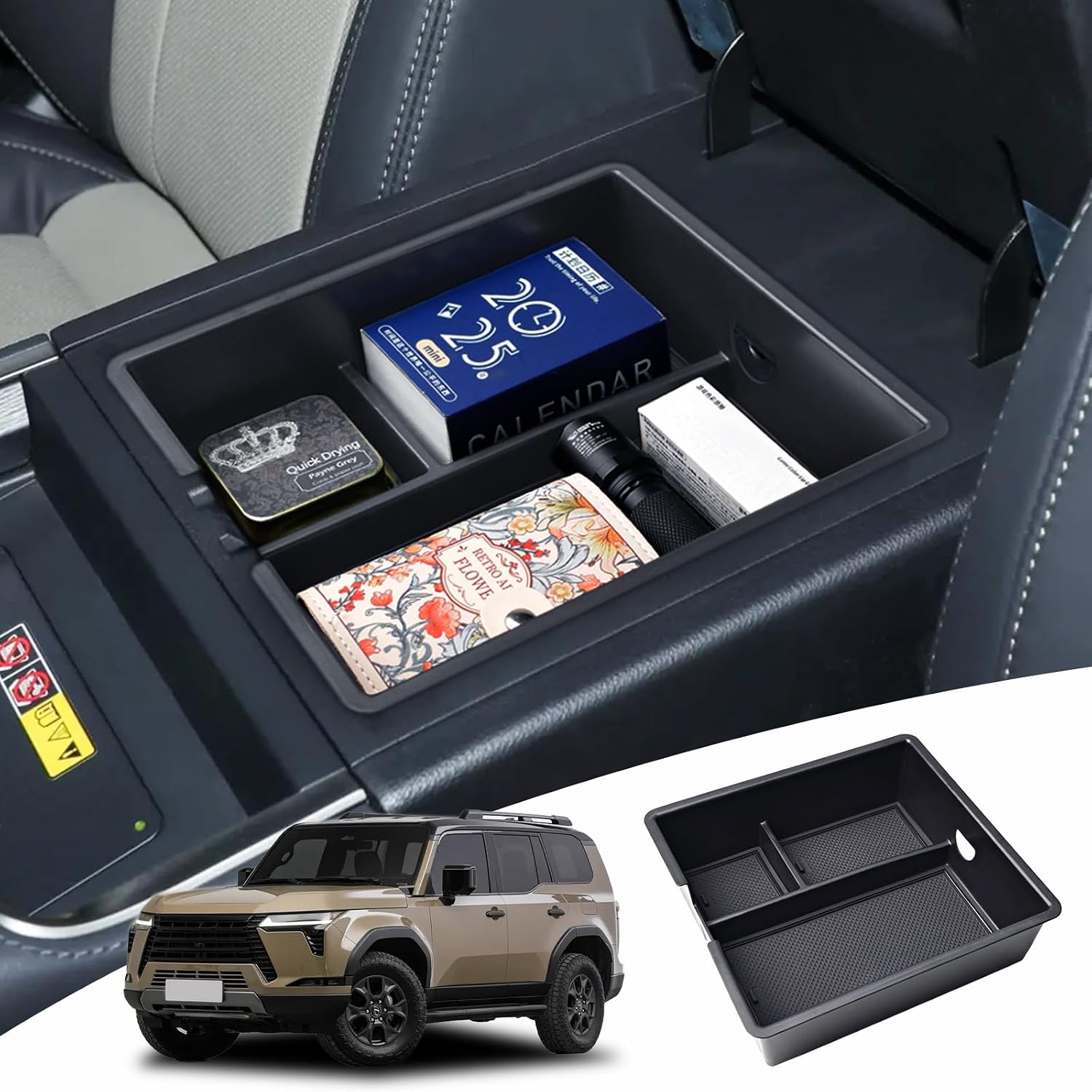 RUNROAD Center Console Organizer Tray Compatible with 2024 2025 2026 Lexus GX 550 Accessories, Insert Armrest Storage Box For GX550 Glove Dividers Cup Holder Gear Cover (NOT Fit with Cool Box)
