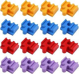 16pcs Plastic Track Connectors for Wooden Train Set, Compatible with All Major Brands Wooden Train Track Pieces Accessories Parts Train Toys Expansion Pack for Kids Boys Girls