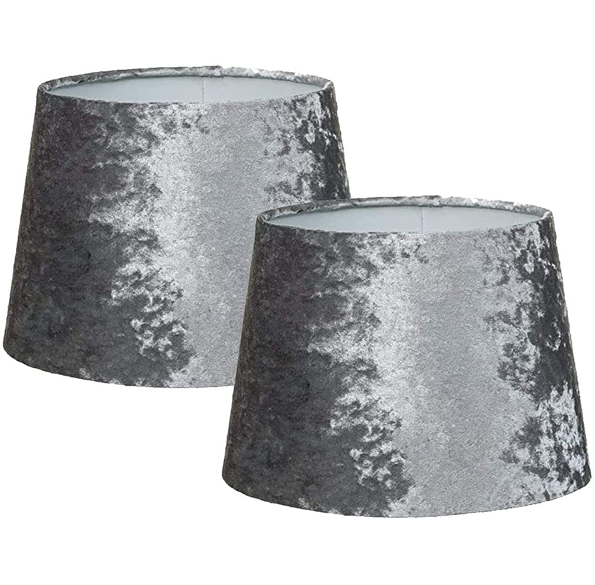 Mnd Dealings Silver Set Of 2 New Unique Style Luxury Dual Purpose Velvet Crushed Light Shade Lampshade & Ceiling Pendant For Home Bedroom, Office, Lounge Living Room Easy Fit - ''9'' Mnd-98899