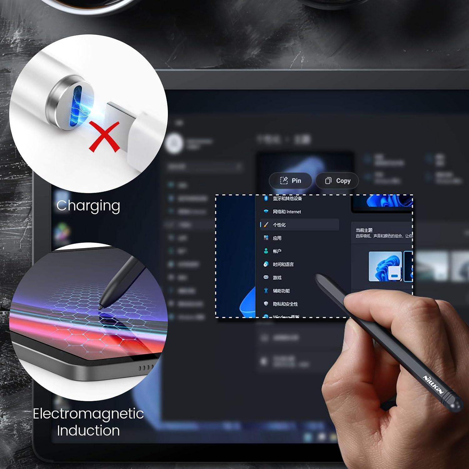 Nillkin EMR Stylus Pen with Digital Eraser, Support 4,096 Pressure Level. Tablet Pen Writing Stylus for Samsung Tablet Galaxy Tab S9+ S10+ Plus Writing Pen S9 Ultra S10 S8 S7 S6, 3 Extra Pen Tip