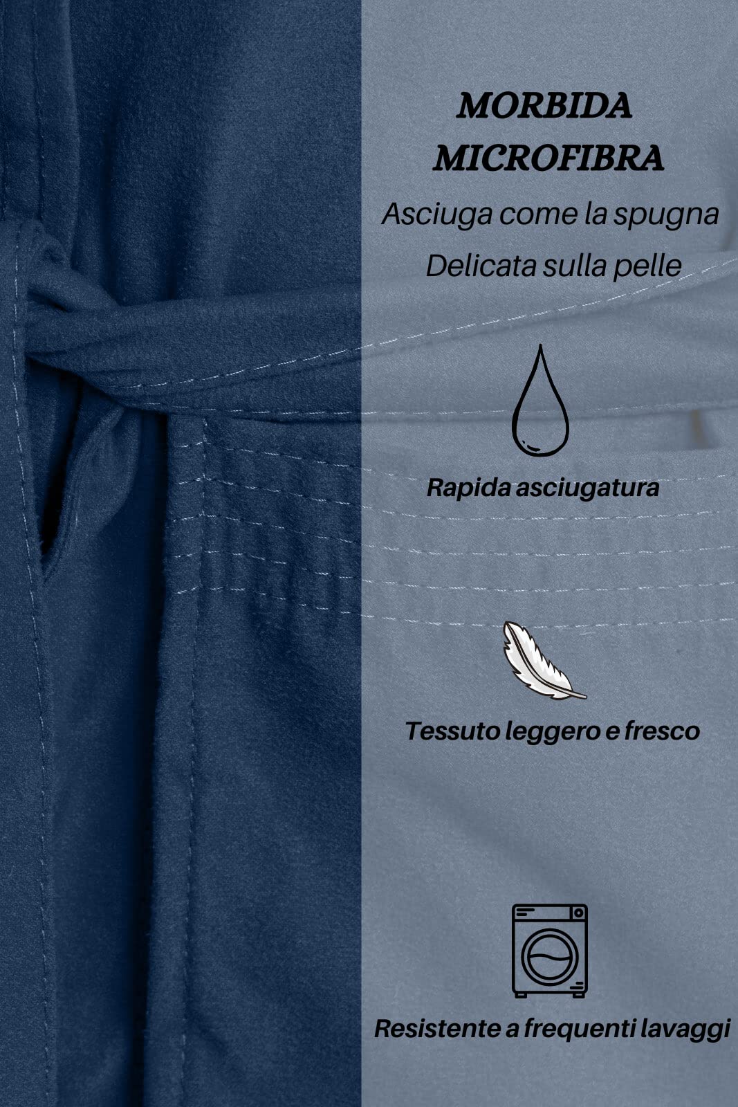 Albornoz de microfibra para hombre y mujer con capucha, bolsillos y cinturón, ligero y suave