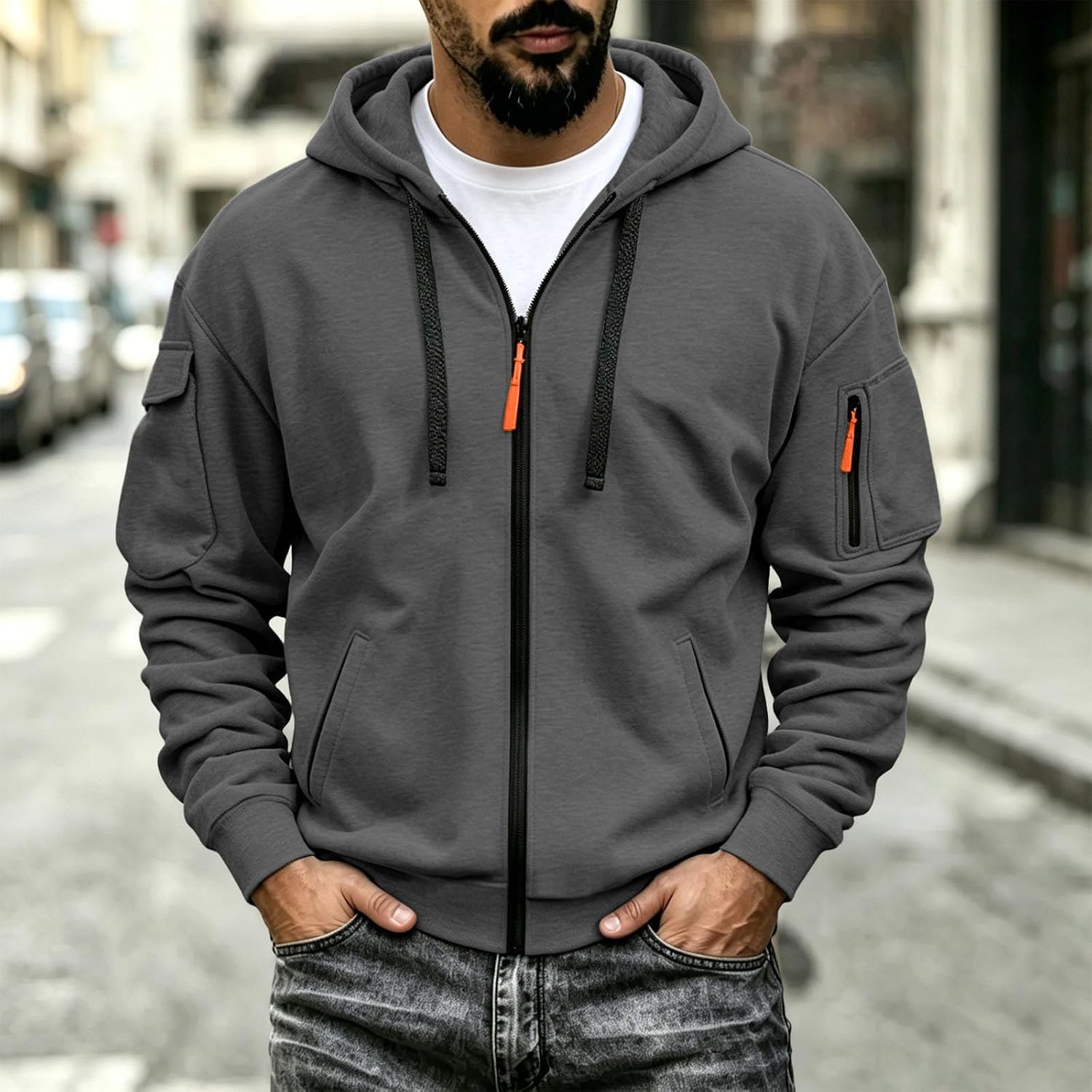 Mens Zip Up Sweatshirt Fall Outdoor Casual Athletic Jacket Coat
