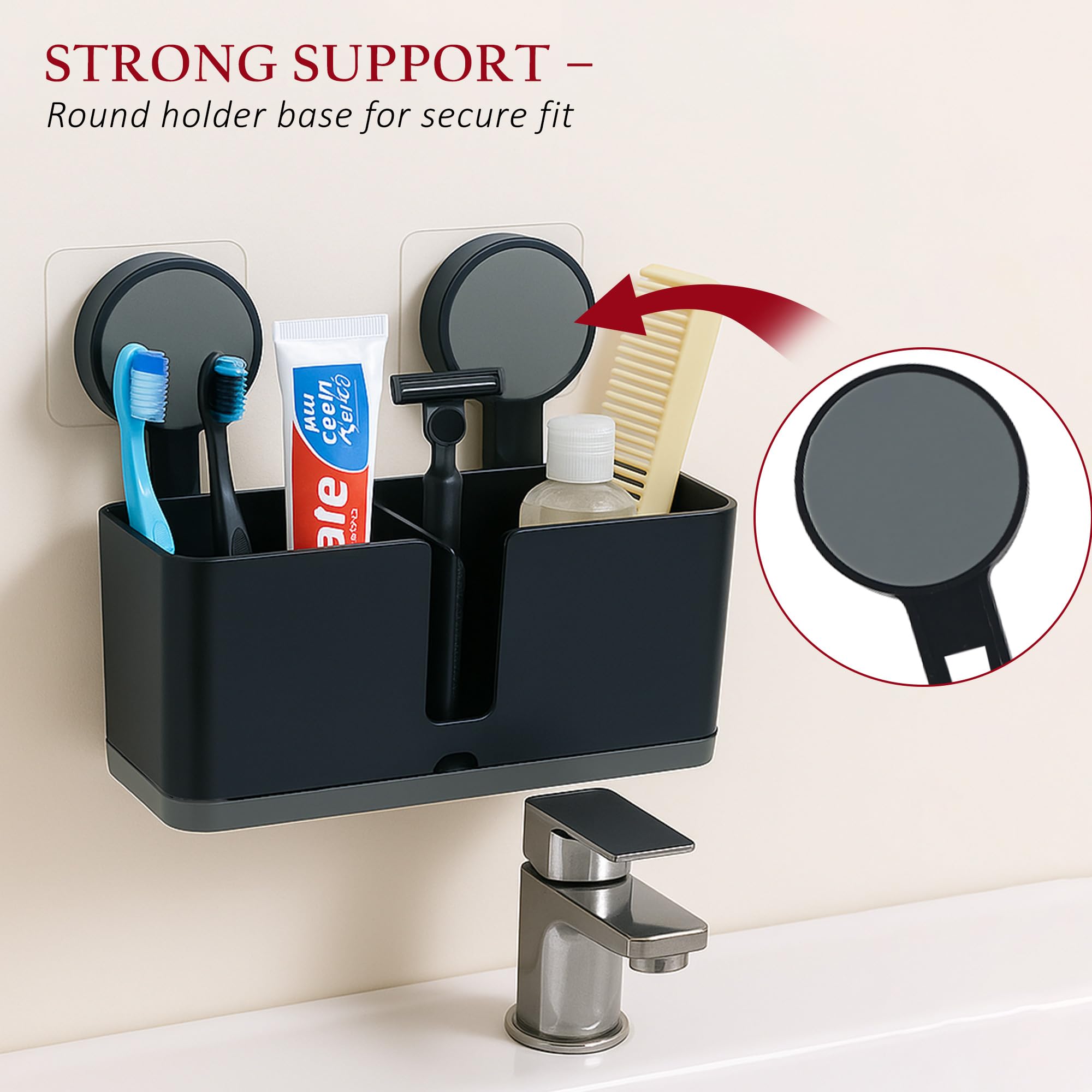 Toothpaste & Brush Holders - Wall Mounted Organizer -4