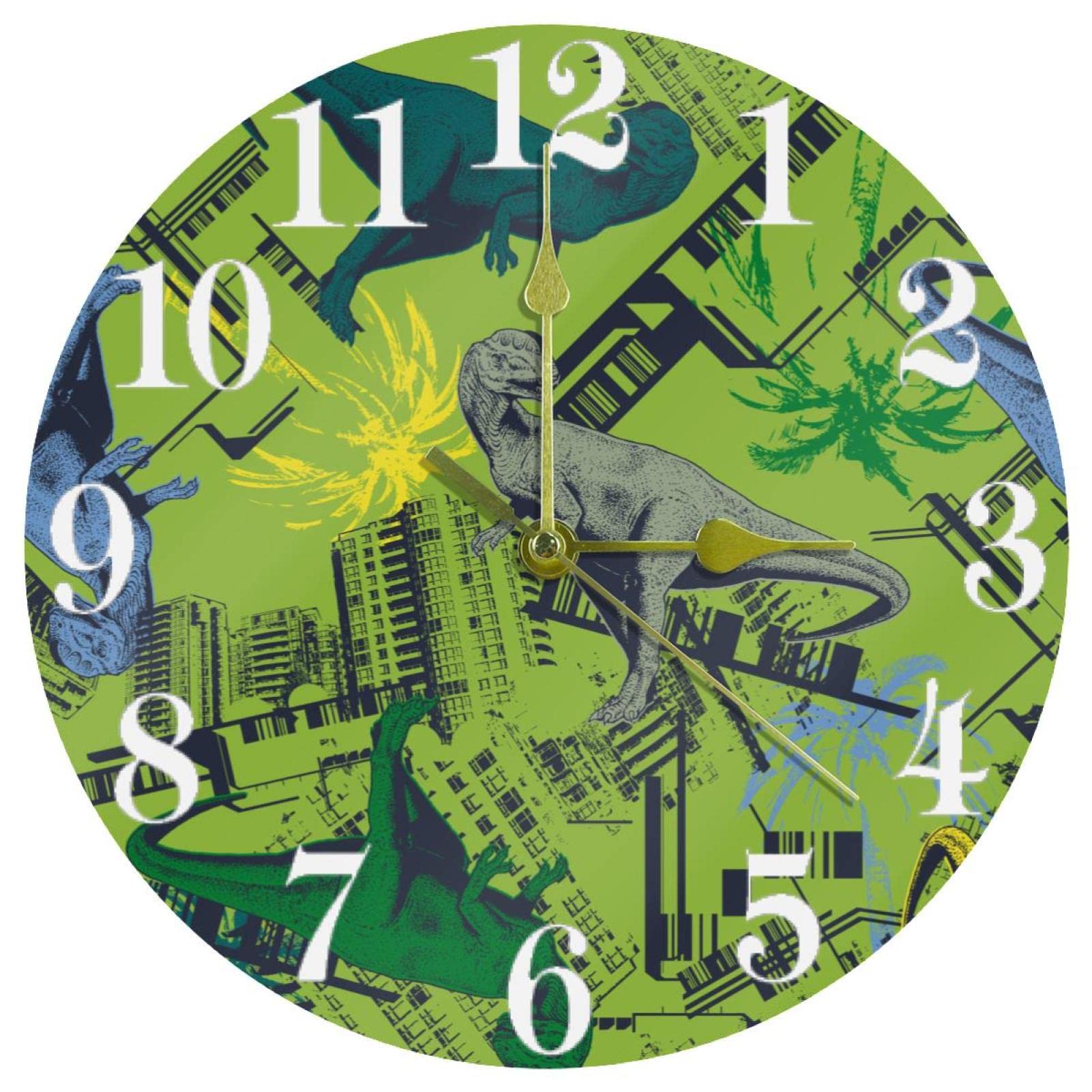 Horloge murale à quartz dinosaure 25,4 cm fonctionne à piles sans bruit