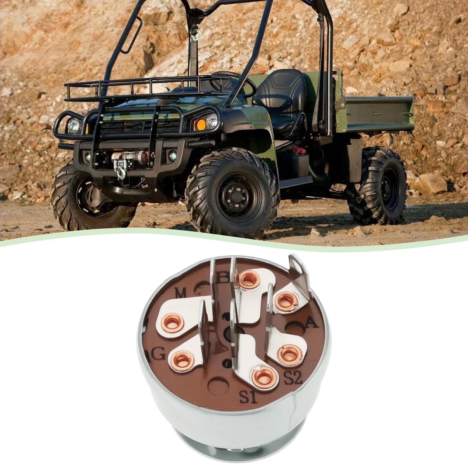 Interrupteur à Clé Allumage Remplacement à 6 Broches Compatible avec John Deere Compatible avec Gator Military TH 6x4 CS CX TS TX 4x2 avec 2 Clés Correspondantes