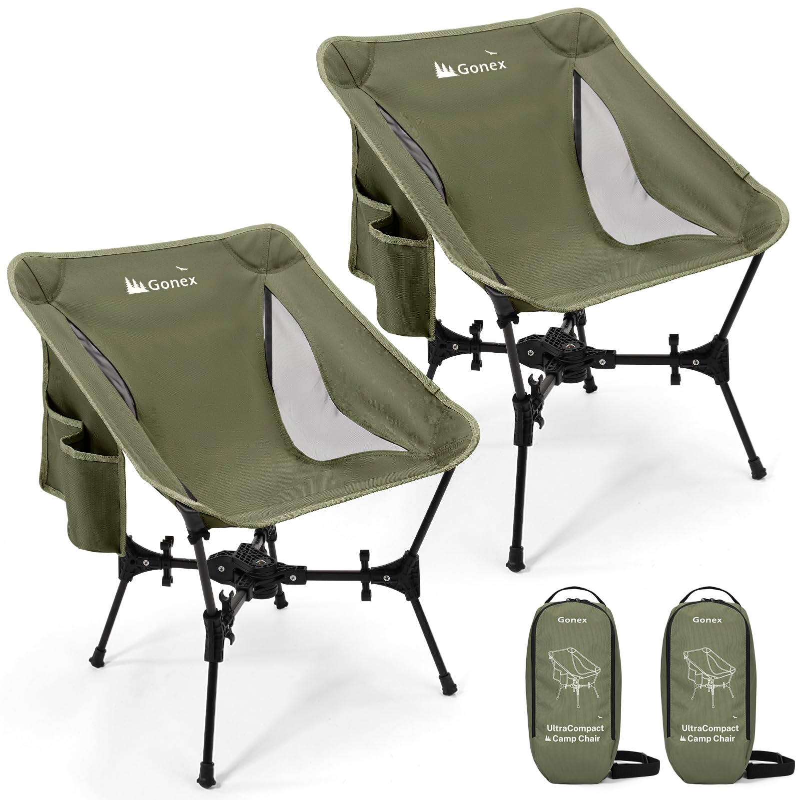 Gonex Portable Camping Chair, The 5th Gen Ultralight Compact Backpacking Foldable Lightweight Folding Chair for Outdoor Camp Hiking Beach Picnic