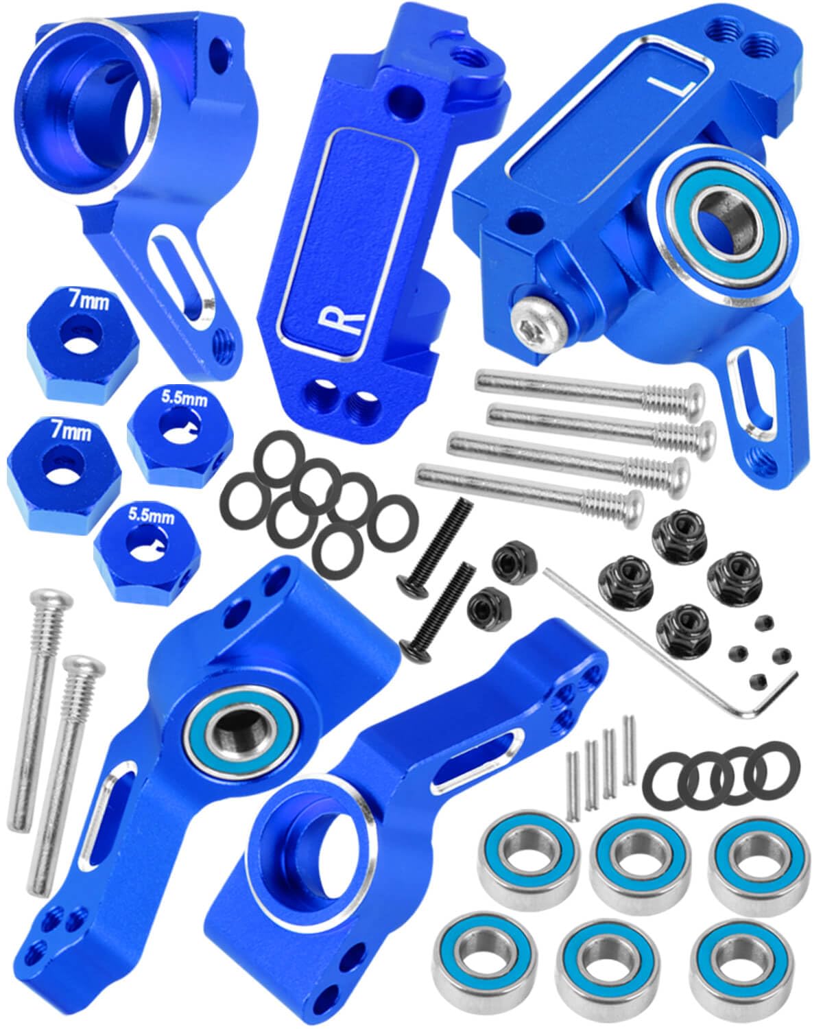 hopsupRC Upgrades Parts for 1/10 Slash VXL 2WD/Stampede VXL 2WD/Rustler VXL 2WD/Bandit VXL 2WD,Aluminum Front Steering Block Knuckles & C-Hubs Caster