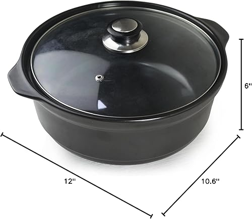 Miniatura 5 de Ceramics - Cacerola redonda de 3 cuartos de galón / 100 onzas con tapa y asas de tapa apta para horno (tapa de vidrio)