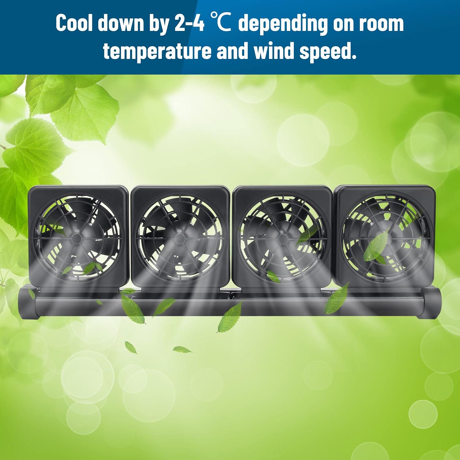 Aquarium Fan 2 3 4 Heads, Aquarium Chillers Cooling Fan Adjustable Fish Tank Cooling Fan with 2 Wind Speed Fan for Water Tank, Aquarium Tank Chiller (4 Head)
