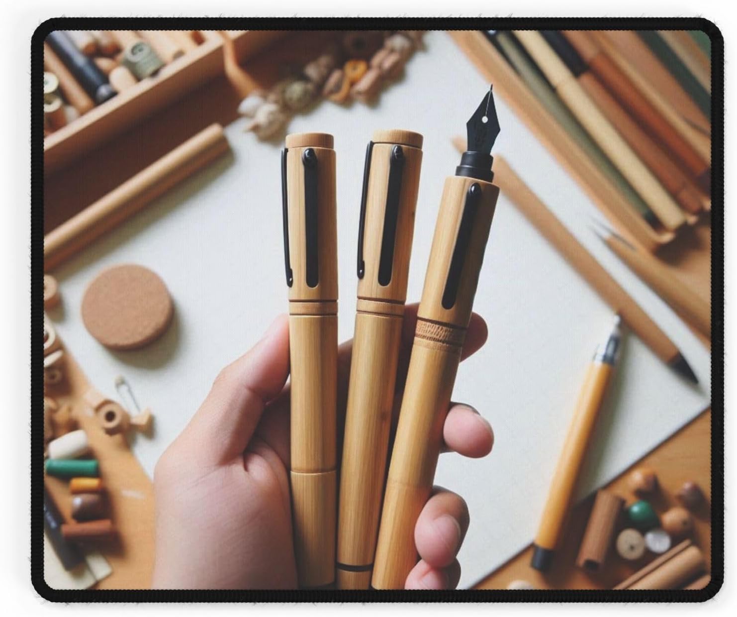 Bamboo Pen (Refillable) Desk Mat – Eco-Stationery with Vibrant Colors