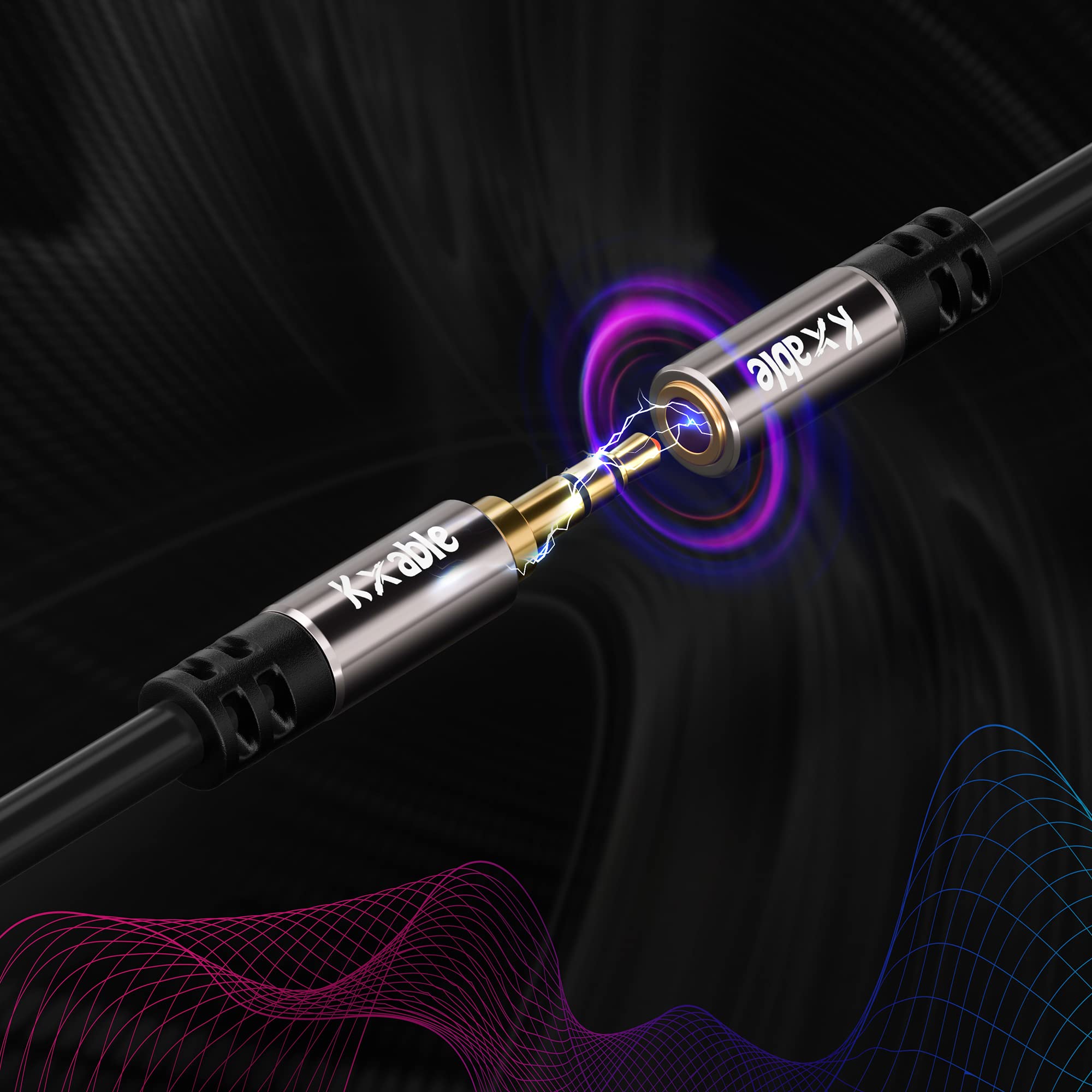 Cavo di prolunga da 3,5 mm, 30,5 m, cavo audio stereo ausiliario lungo da maschio a femmina, cavo di prolunga per cuffie, suono Hi-Fi, connettori placcati oro, nucleo OFC, cavo nero (con 5 fascette