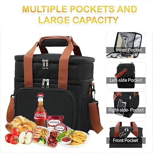 Miniatura 4 de Bolsa de almuerzo para hombres y mujeres de doble cubierta, bolsa térmica de almuerzo aislada para adultos, bolsa de almuerzo plegable a prueba de