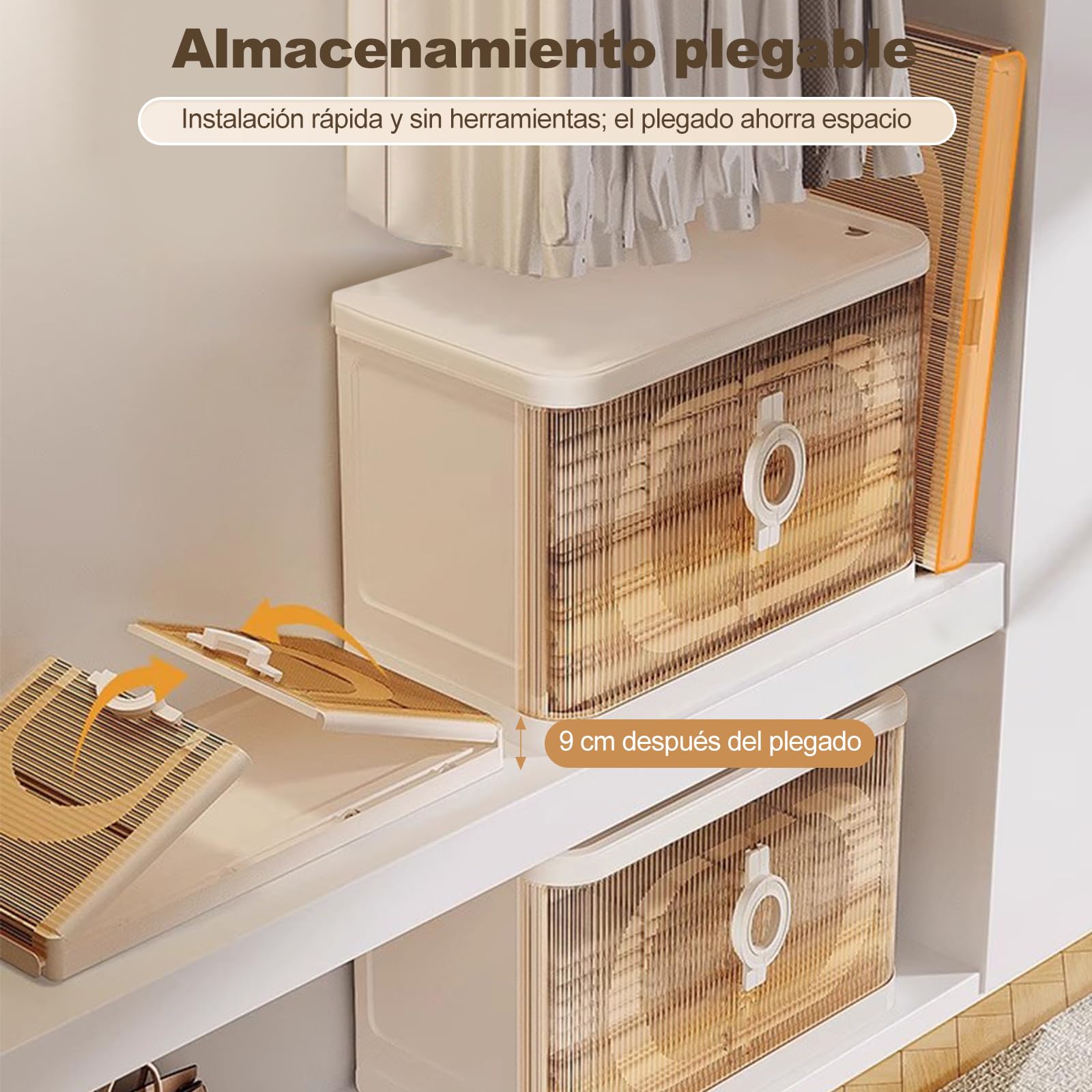 Ergocar Caja De Almacenamiento Plegable Armario Almacenamiento Apilable Gran Capacidad Almacenamiento Puertas Dobles con Ruedas para Adecuado para Baños, Dormitorios Armarios
