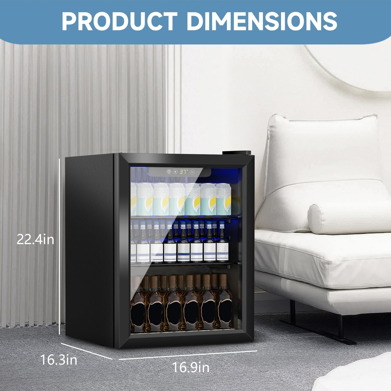 Stopasd Beverage Refrigerator Cooler, 1.7 Cu.Ft/70 Can Drink Fridge with Adjustable Shelves & Clear View Door Soda Wine Beer, Quiet Undercounter Small Fridge for Home/Office/Bar/Garage(40-61 ℉), Black on Fridge.com