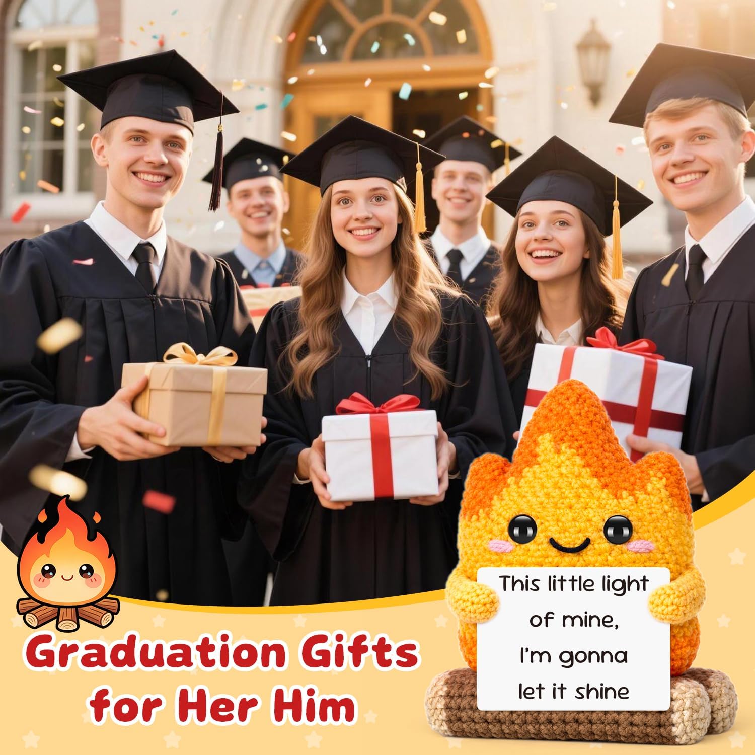 Inspirational Crochet Campfire Gifts for Women Men,Grade College High School Graduation Birthday Card Gifts for Boys Girls 2026, Christians Religious Affirmation Cheer Up Friendship Gift