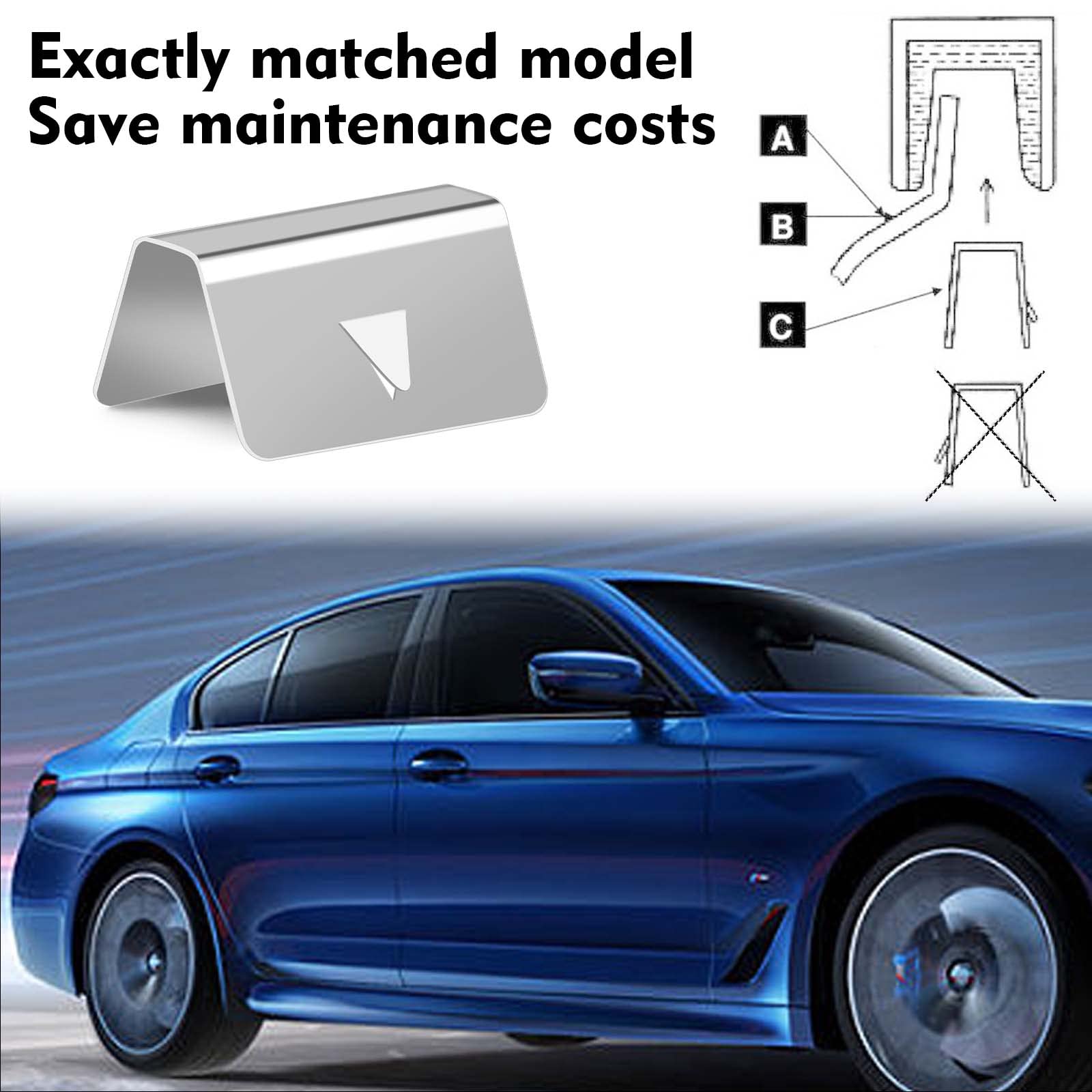 Clip Per Deflettori D'Aria Auto - 10 Pezzi In Acciaio Inox, Universali, Per Parabrezza - Foto 2