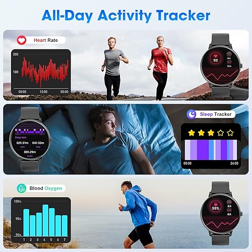 Miniatura 4 de Joautrial Reloj inteligente para hombres y mujeres (respuestahacer llamadas), reloj inteligente para iPhone Android, rastreador de actividad física