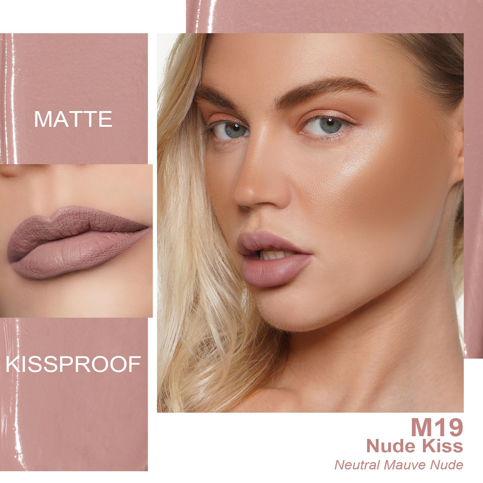Oulac Matte Liquid Dark Red Lipstick for Women, Long Lasting Lip Stain, Waterproof Highly Pigmented Creamy Formula Lipstick with Vitamin E, Vegan, 4.5ml (M18) — view 66