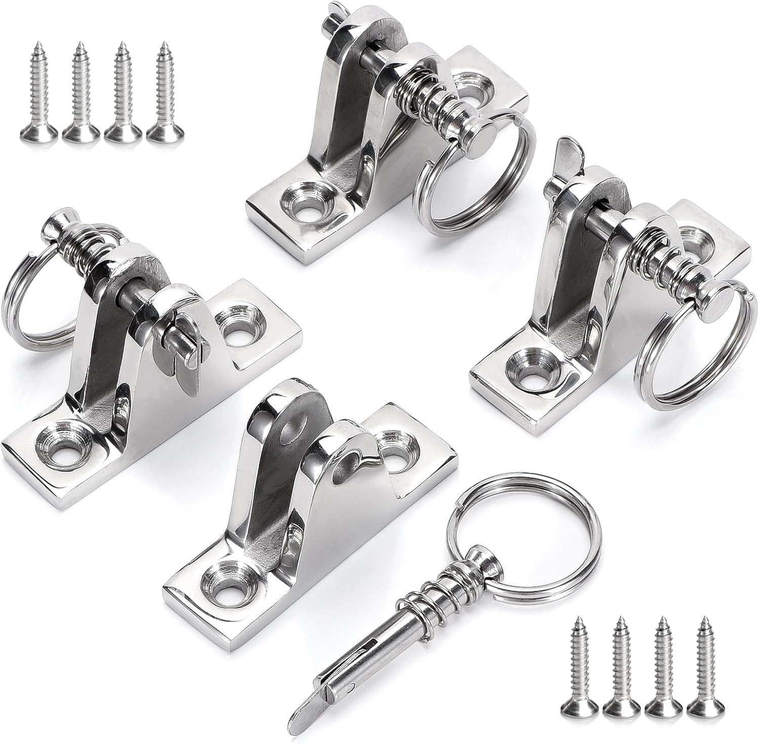 Marinebaby 4X Bimini Top Deck Hinge with Pin and Ring (4, 4 Pcs)