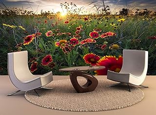 Breezy Dawn Over Wildflowers Photo Wallpaper Mural 3D Landscape Custom Wall Art Decor Wallpaper Poster para la sala de estar Dormitorio 300 * 210Cm