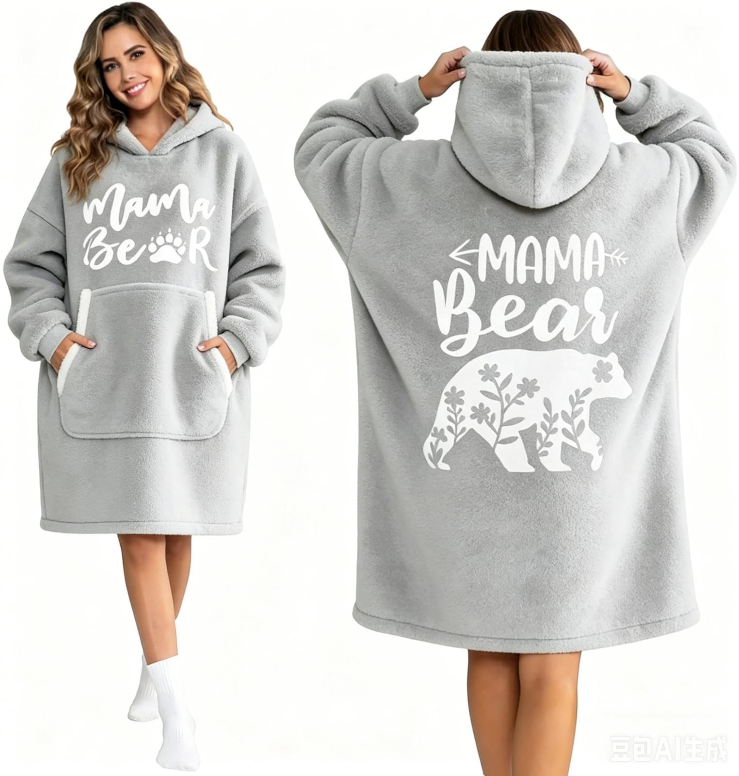 Oversized Hoodie Decke Geburtstagsgeschenk für Mama mit Grau
