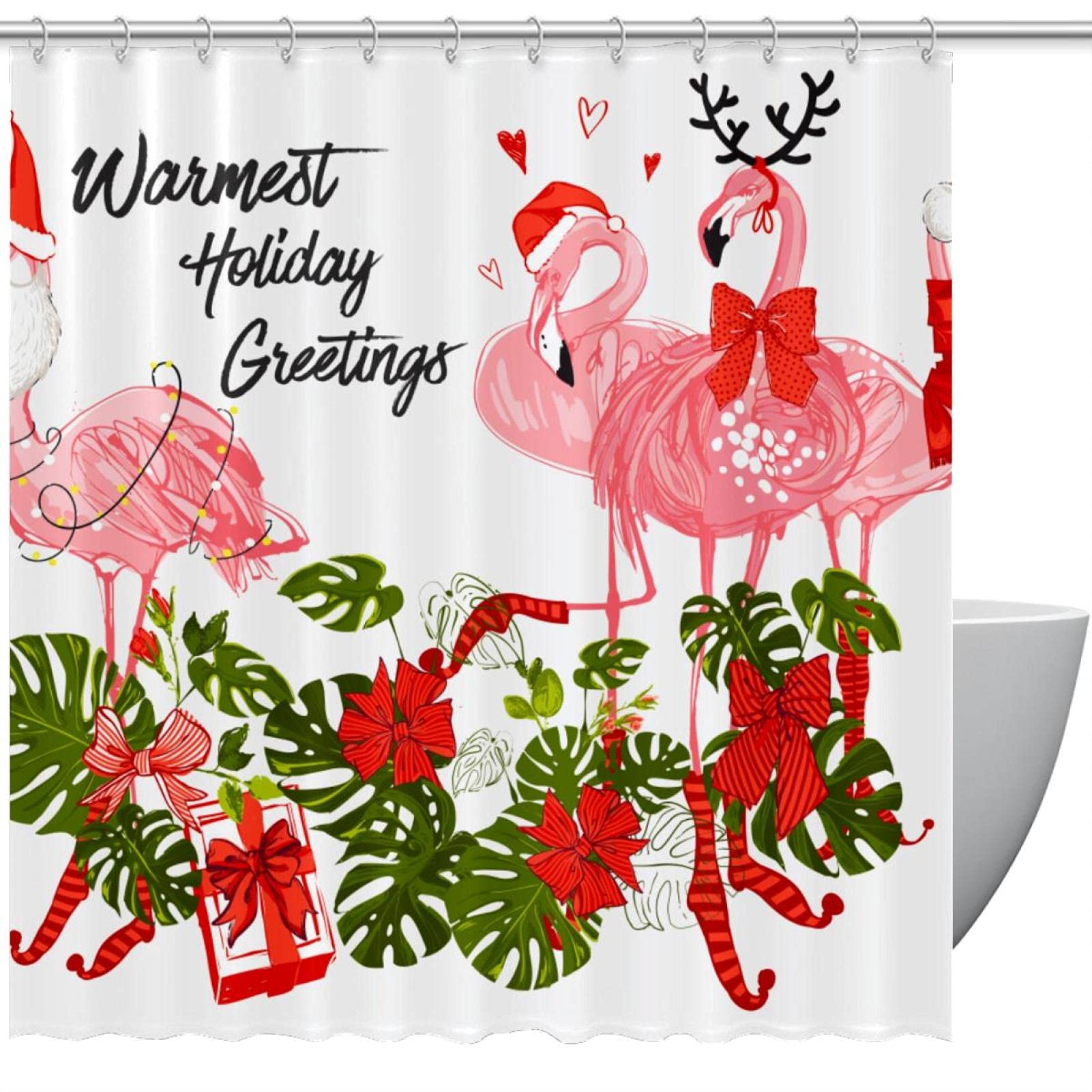 Rideau de douche flamant rose de Noël pour sublimer votre salle de bain