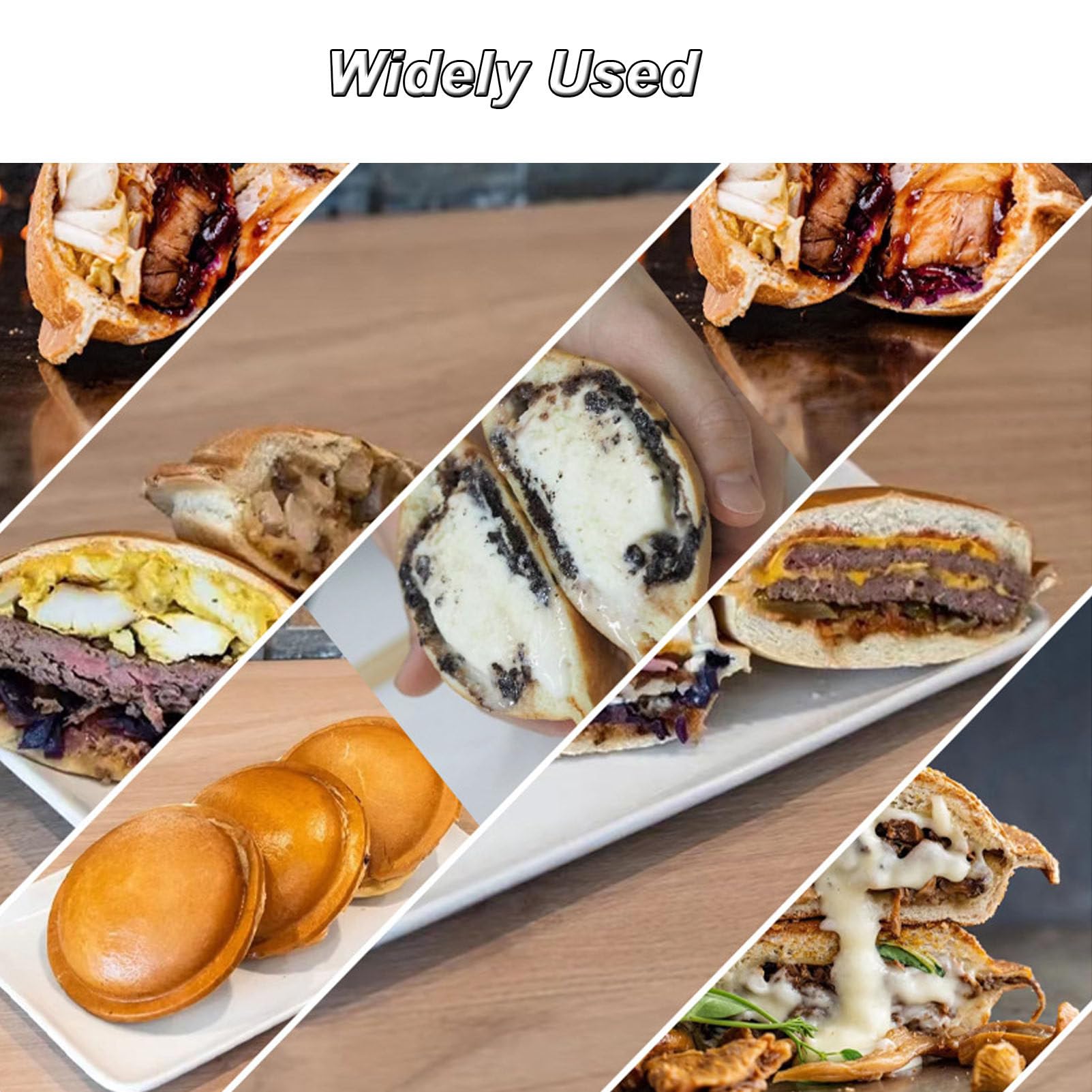Macchina per Hamburger e brioche con Gelato, Macchina elettrica per Waffle e Hamburger, Macchina per panini con Piastre antiaderenti, Macchina per Waffle con Uova a Bolle,