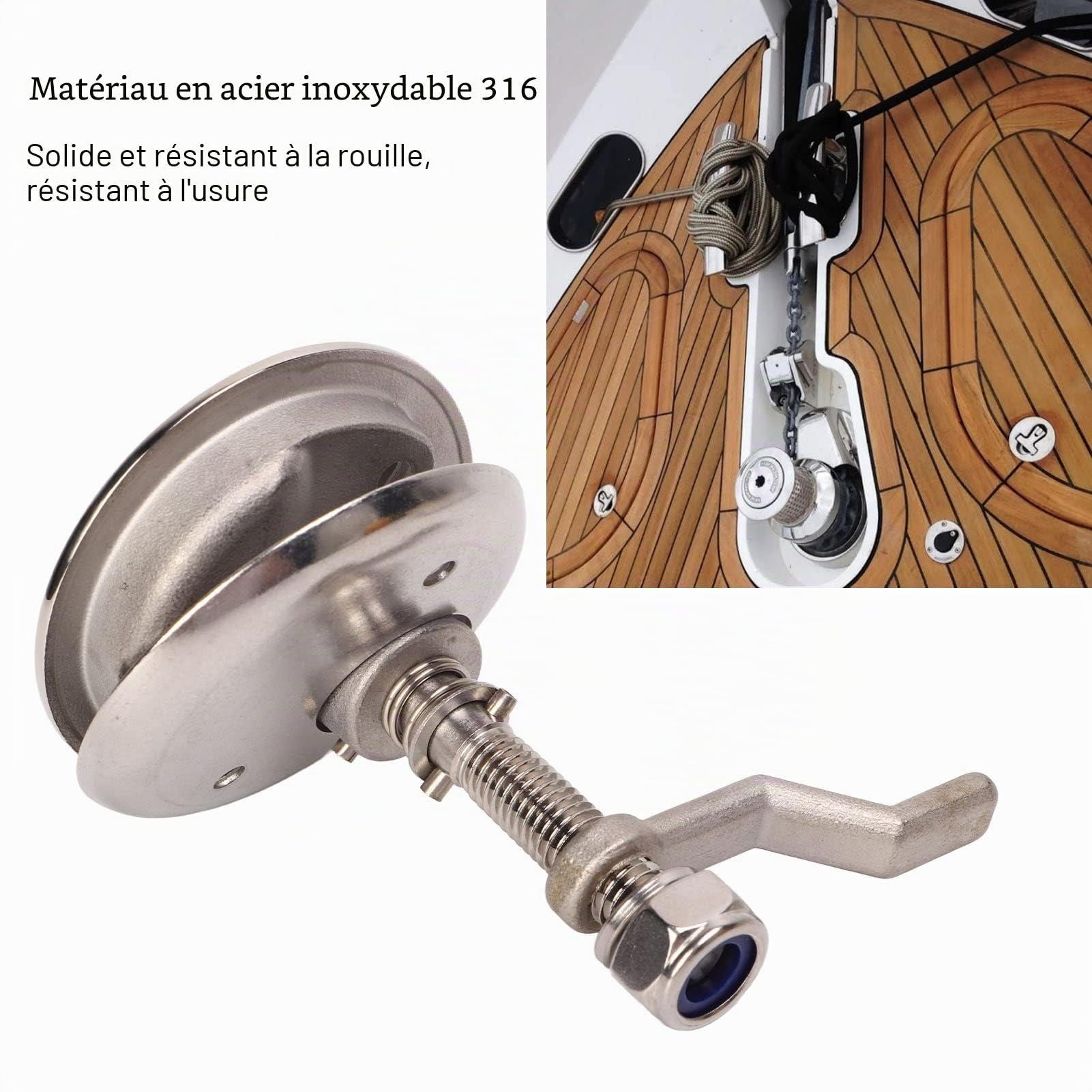Loquet à came pour bateau, acier inoxydable 316 poli, réglable, avec plaque arrière, pour yachts, navires et bateaux