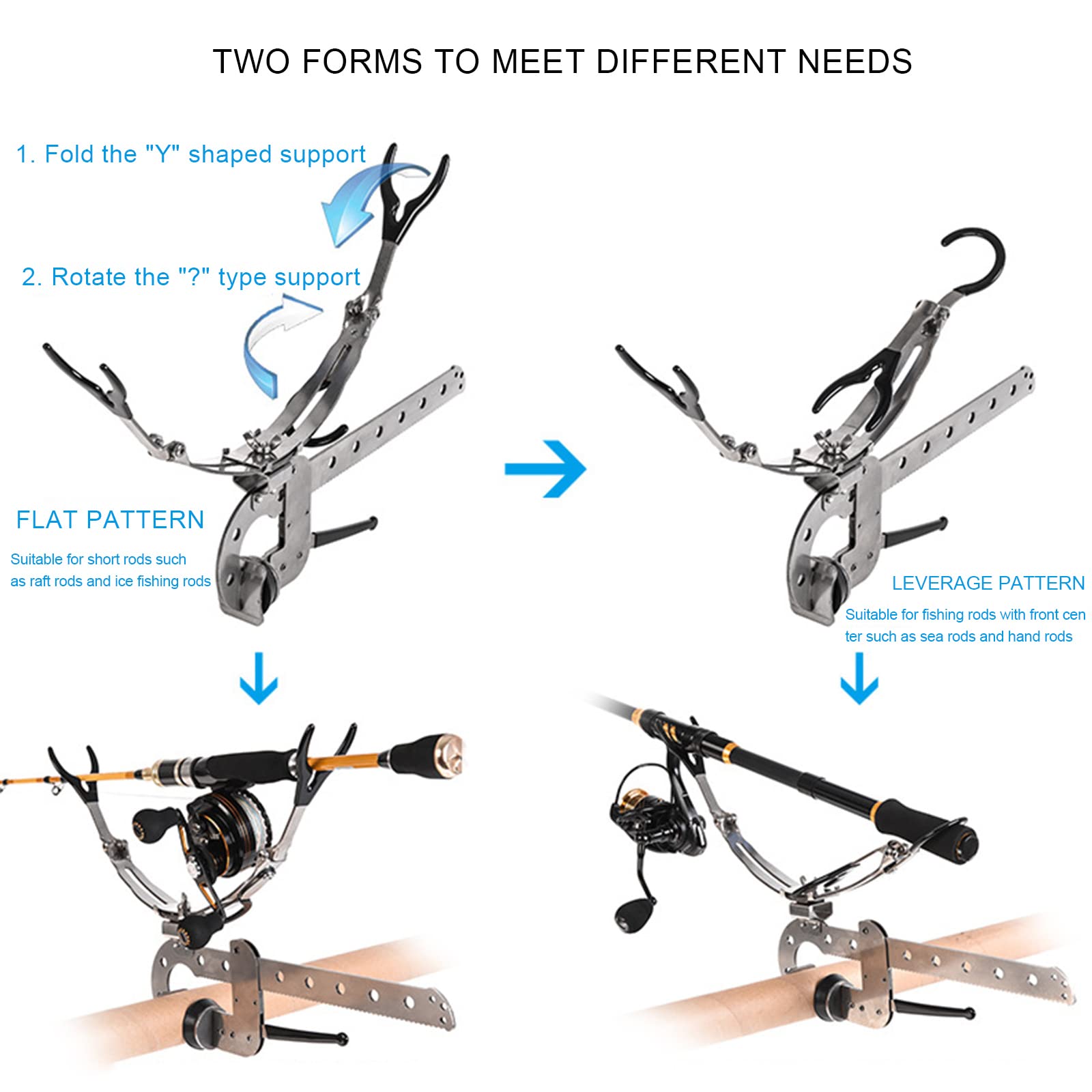 Soporte Barco Kayak Pesca Soporte Para Caña De Pescar Ajustable 360° - Abrazadera De Apertura Grande (11.9cm), Plegable, Para Barco O Kayak Pesca Accesorios