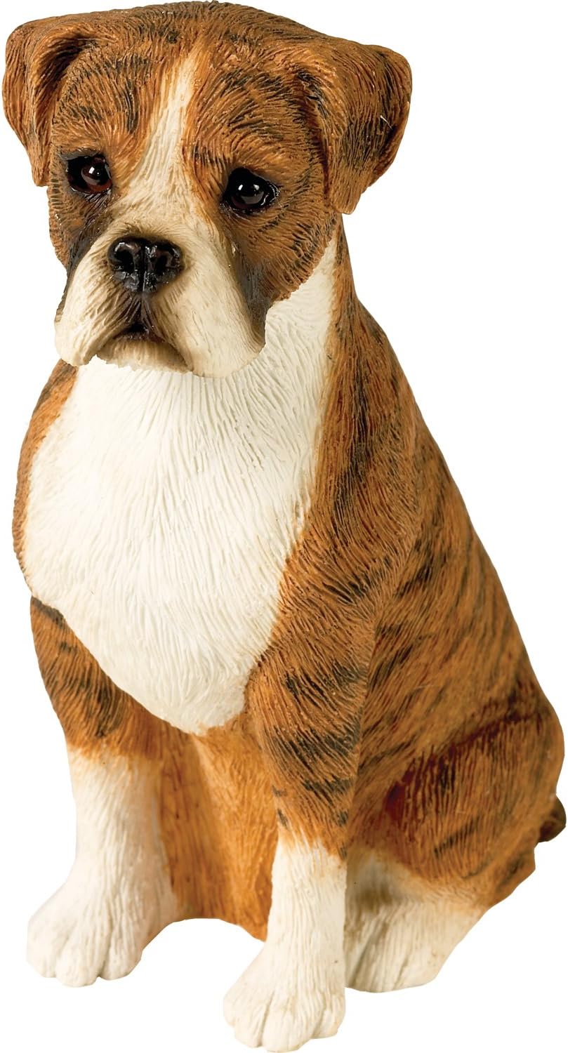 Sandicast Mid Size Brindle Boxer Sculpture, Sitting