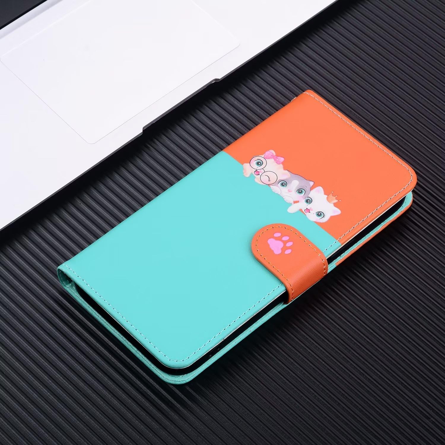Nodigo per Xiaomi Redmi Note 8 PRO Cover a Libro Pelle PU Portafoglio Magnetica con Disegni Animale Motivo Antiurto Case Flip Protettiva Silicone Bumper Belle Kawaii Custodia - Gatto