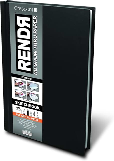 Crescent Creative Products 8.5 11-inch RENDR Hardbound Sketchbook, 8.5" x 11", White, Model:12-00011