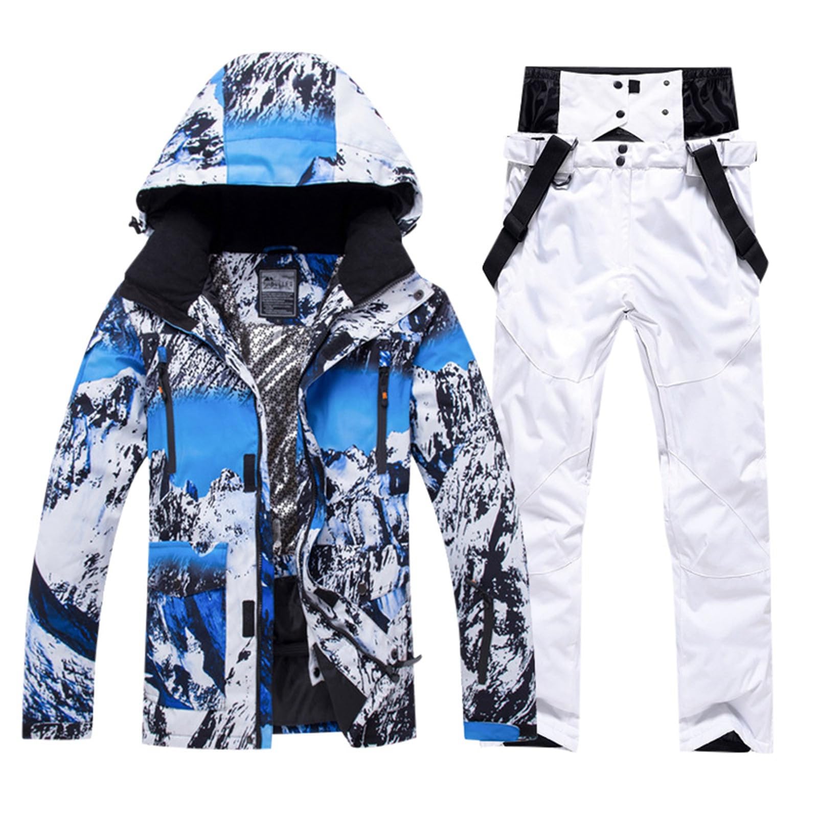 Generisch Conjunto de traje de esquí para hombre, resistente al viento, aislante, ropa de invierno, chaqueta de snowboard con pantalones