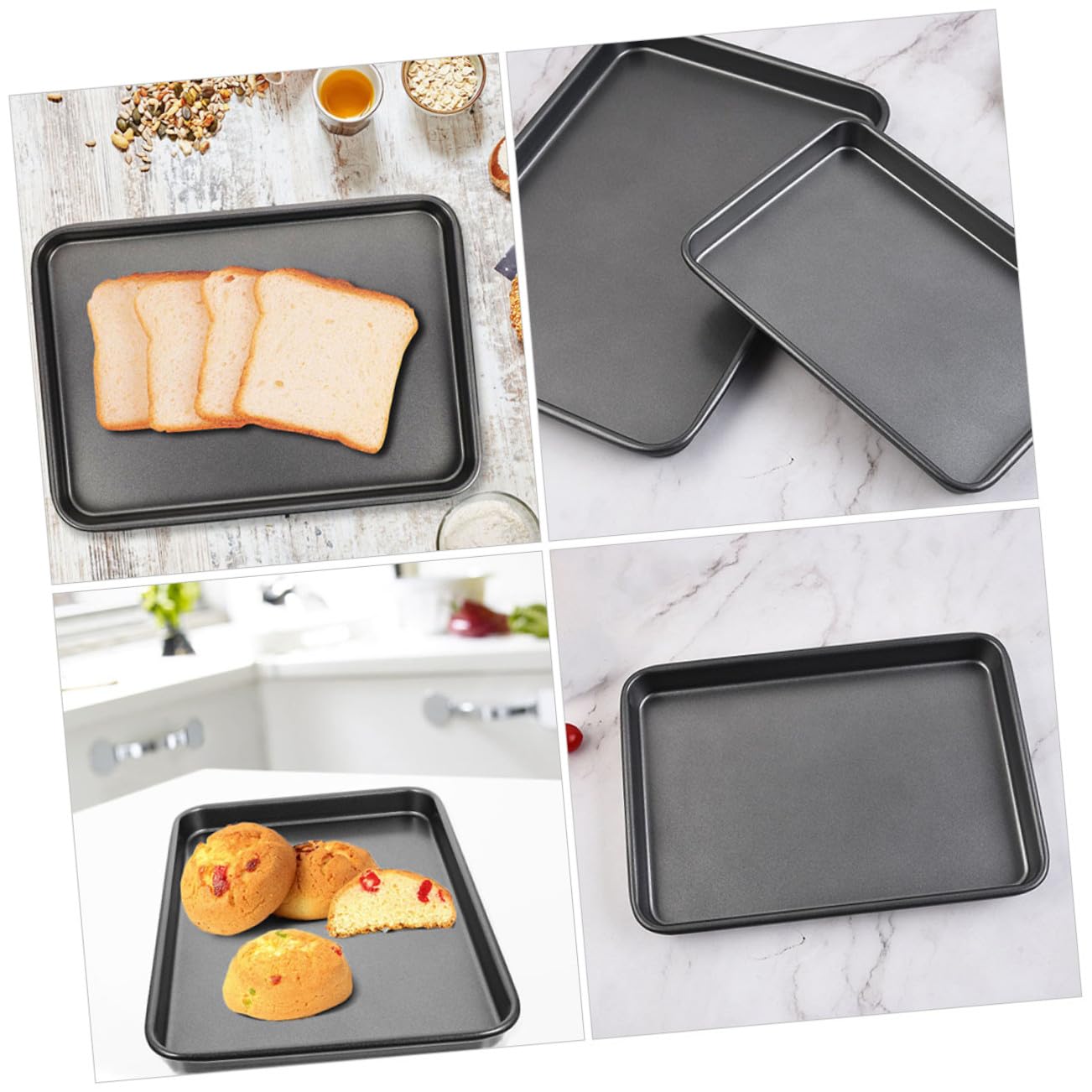 2 piezas Bandejas para Horno al Antiadherentes Rectangulares Pequeñas para Hornear Pasteles y Pan Fáciles de Limpiar y Resistentes