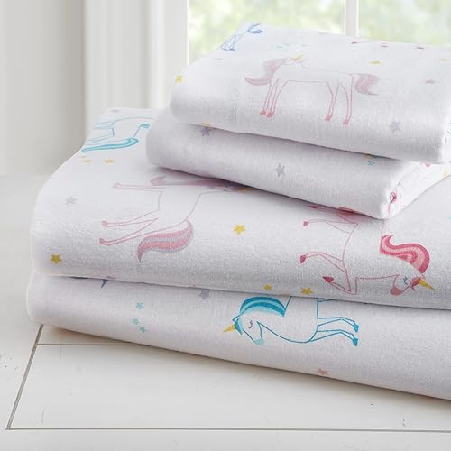 Miniatura 7 de Wildkin Paquete de manta de felpa con cama matrimonial de algodón, 7 piezas en una bolsa (unicornio)