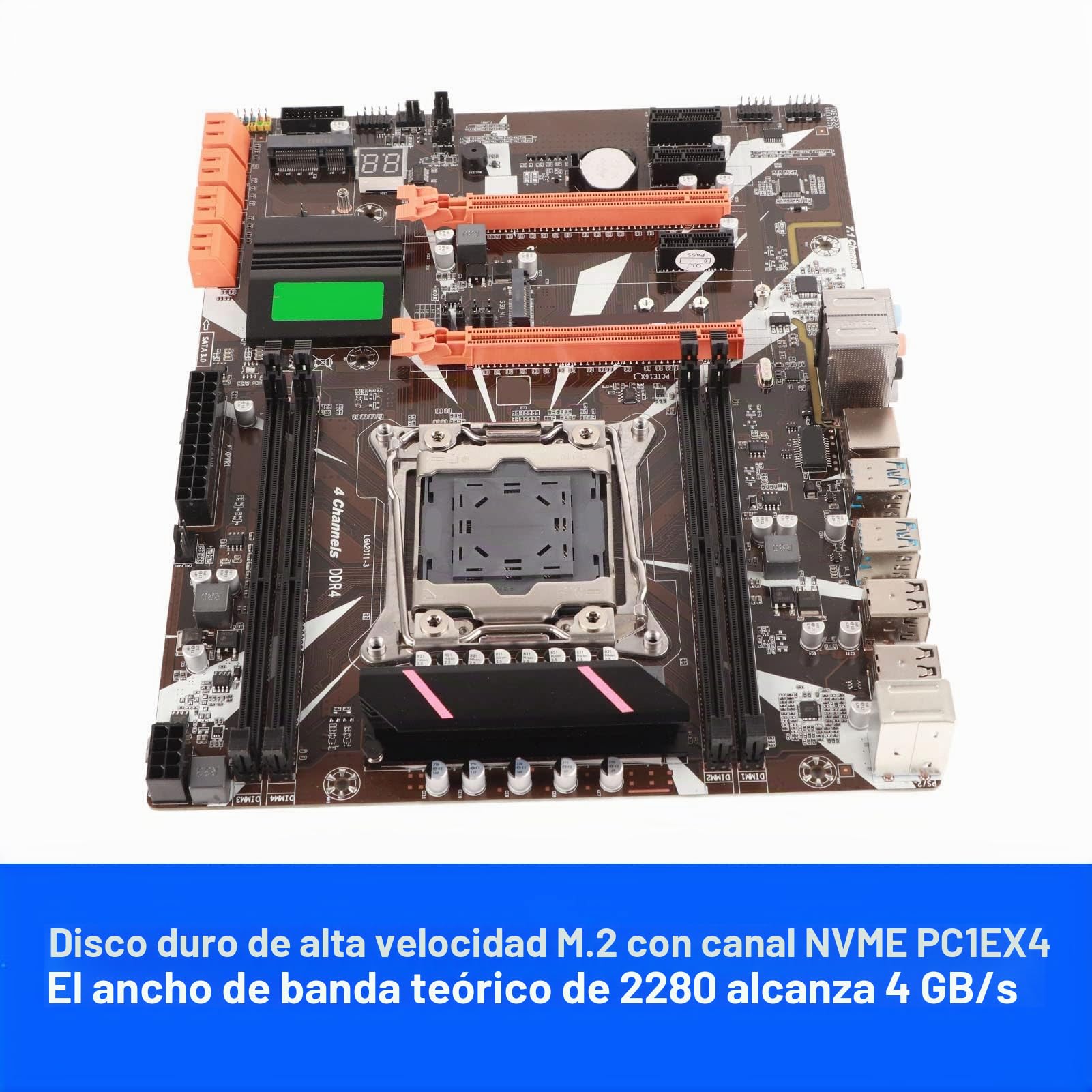 ciciglow Placa Base DDR4, Placa Base de Computadora LGA 2011 3 CPU Máximo 128G, Chip de Audio de 6 Canales, para E5 V3/V4, para Serie I7 58xx/68xx, Tarjeta de Red Inalámbrica