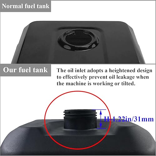 Vista 5 de Depósito de combustible compatible con GX140 GX160 GX200 5HP 5.5HP 6.5HP Predator 212cc motor antivibración HDPE nunca óxido Tanques de aceite