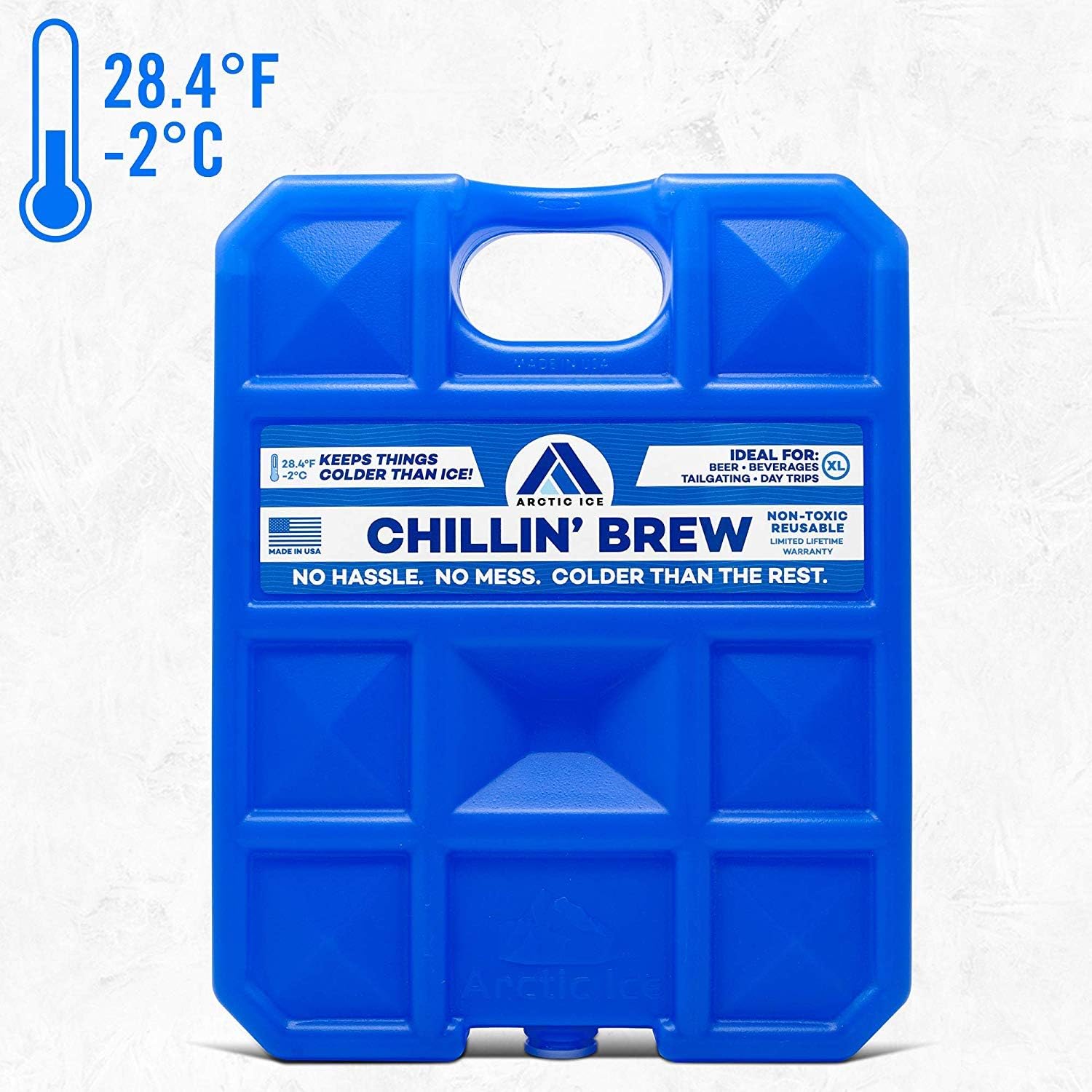 Arctic Ice Chillin' Brew Series Long Lasting Reusable Ice Pack - Freezes at 28° Fahrenheit - Designed to Keep Beverages Colder Than Ice