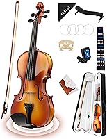 Vista 1 de Fesley Juego Completo de Violín: Kit de Violín Pulido 4/4 para Principiantes, Violín Acústico con Estuche Rígido, Kit de Inicio de Madera Maciza
