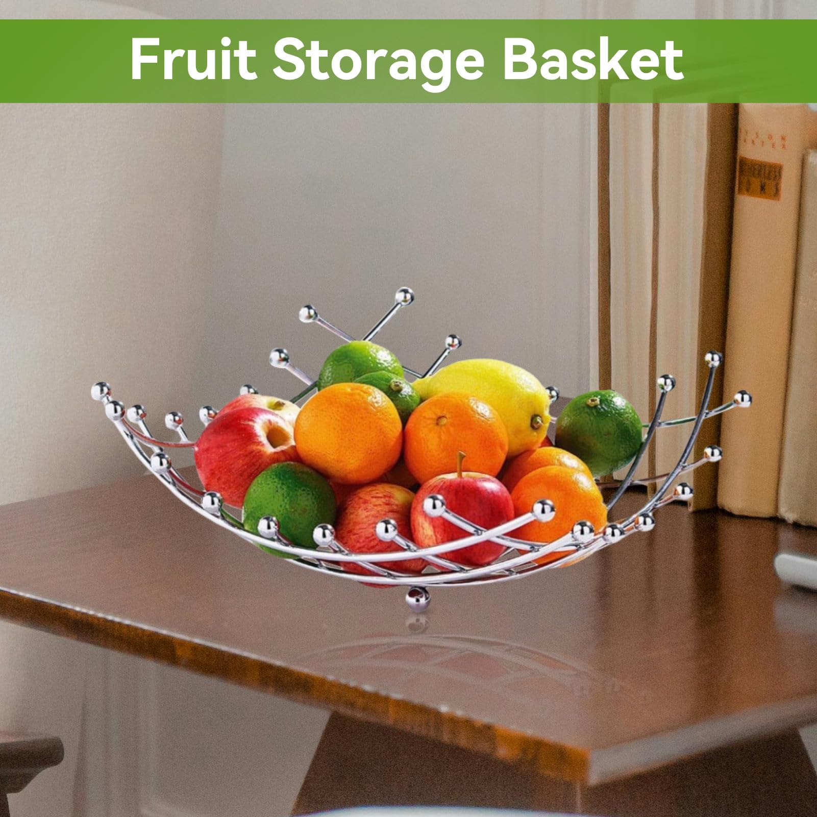 Creative Fruit Basket, 11.0x11.0x2.0inch Stainless Steel Fruit Bowl Holder Vegetable Rack Storage Stand for Kitchen Storage Decor