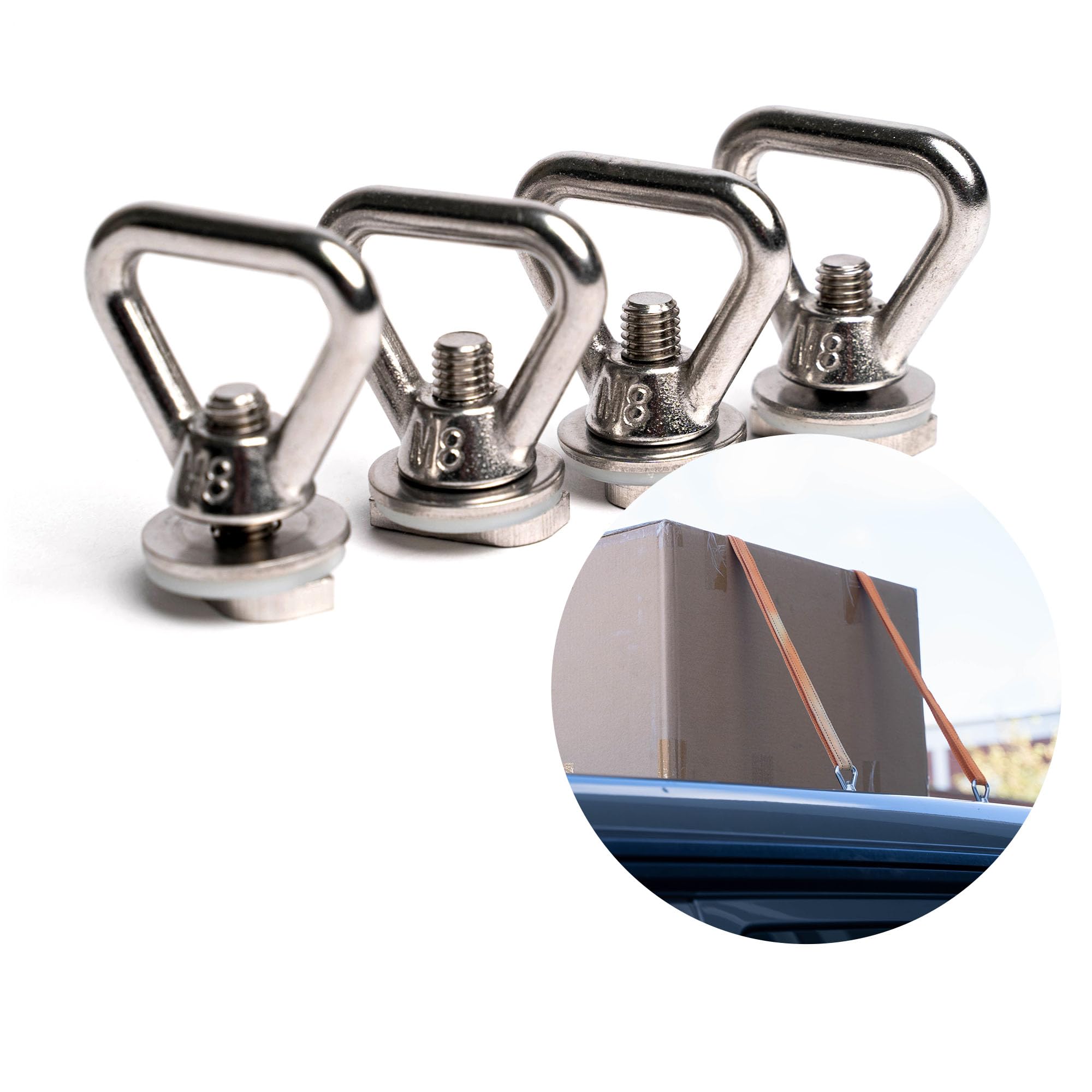 040Parts - Set di 4 occhielli in acciaio INOX per tetto con profilo a C, adatti per VW T5 T6 T6.1 California