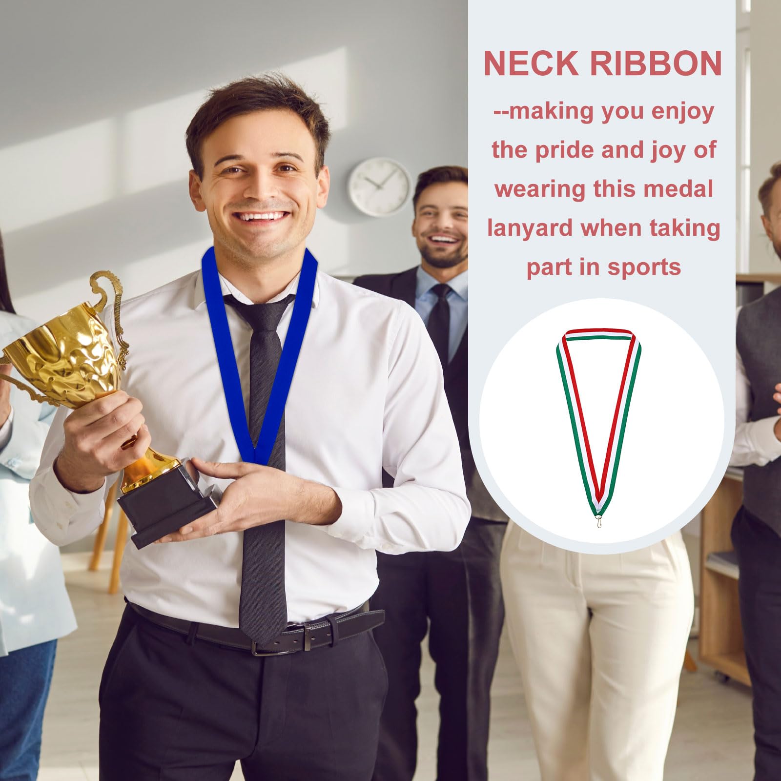 PATIKIL Nastri per Medaglie Premio, 50 Confezione Lacci in Poliestere con Moschettone Nastri Premio Vuoti per Competizioni Successo Sportivo Festa, Verde/Bianco/Rosso
