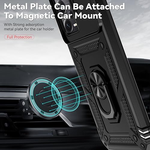 Vista 6 de Funda para Redmi Note 12 5G, Poco X5 5G 22111317PG Funda con protector de pantalla de vidrio templado y cubierta de cámara deslizante, soporte