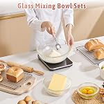 Glass Mixing Bowls with Lids Sets, 4 PCS serving bowls for party or kitchen | For Baking, Meal Prepping and Salad, Bpa Free and Dishwasher and microwave Safe Serving Bowls, 0.2 / 0.5 / 1.1 / 2.1 QT